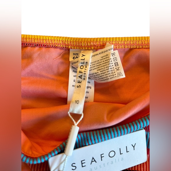 SEAFOLLY Womens baja stripe Retro Fit Bikini Bottom Full Coverage bum NWT - Picture 6 of 6